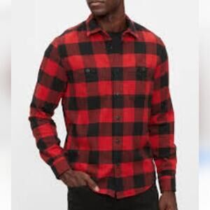 Gap Untucked Buffalo Plaid Long Sleeve Button Up Flannel Shirt Small